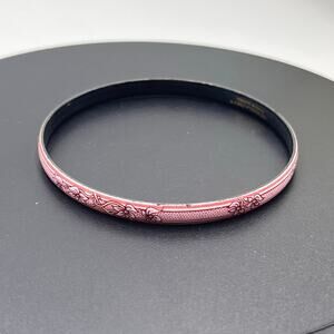 Michaela Frey Team Vintage Pink Mauve Flowers Austria Enameled Bangle Bracelet